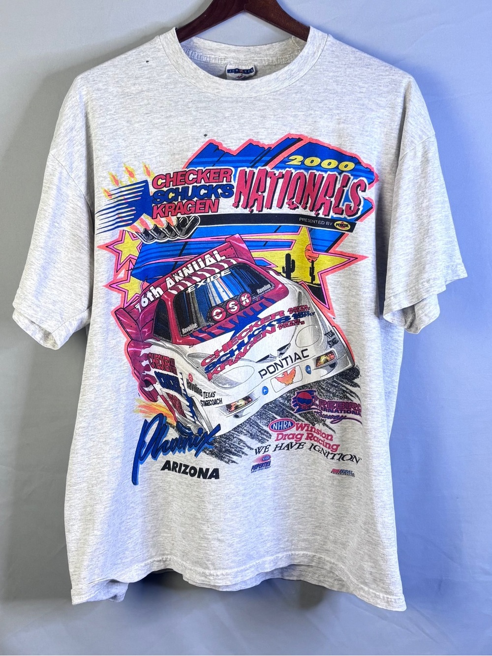 Vintage 2000 NHRA Drag Racing T-Shirt XL 16th Checker Schuck's Kragen Nationals